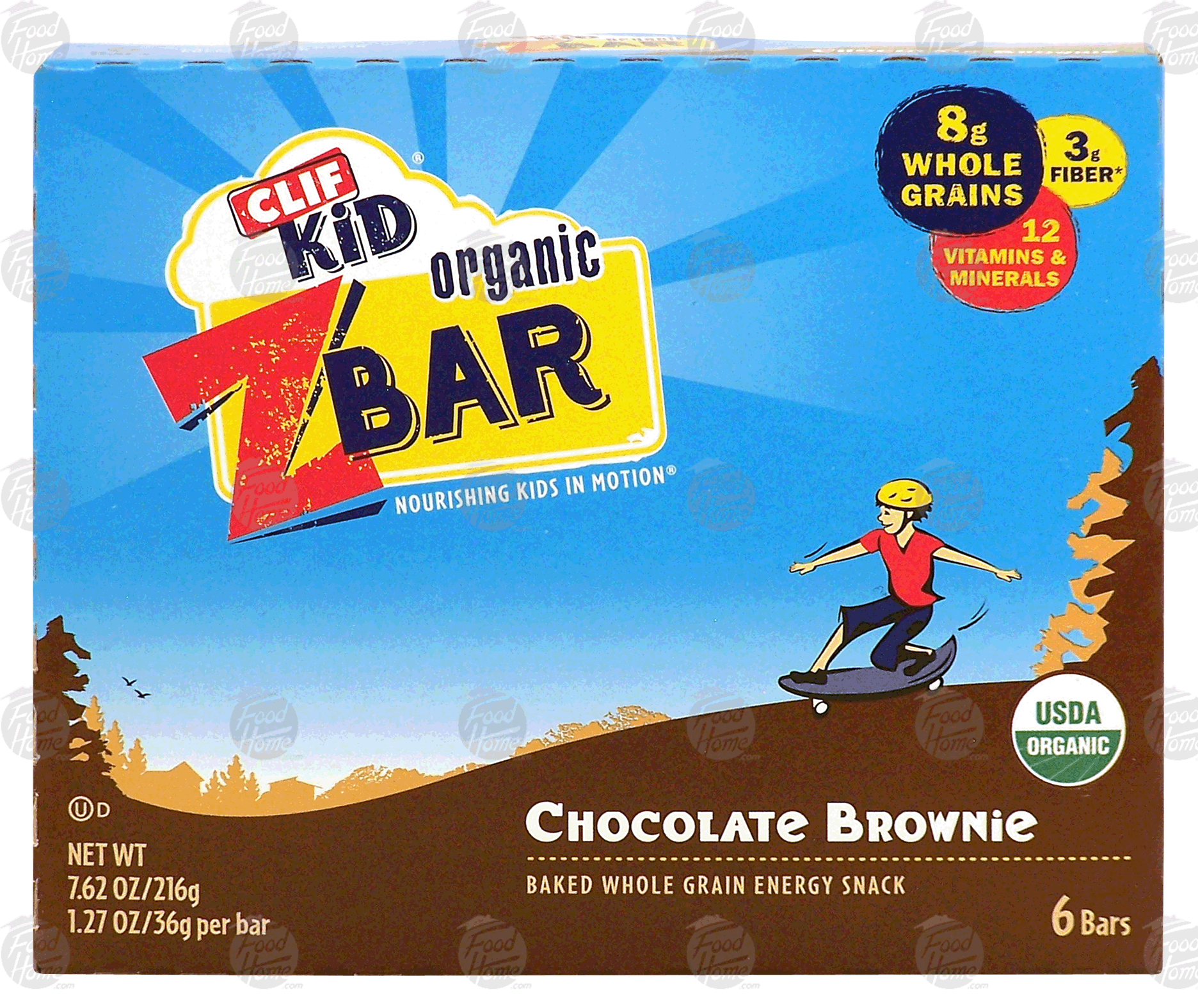 Clif Kid Z Bar organic chocolate brownie, baked whole grain energy snack, 6 bars Full-Size Picture